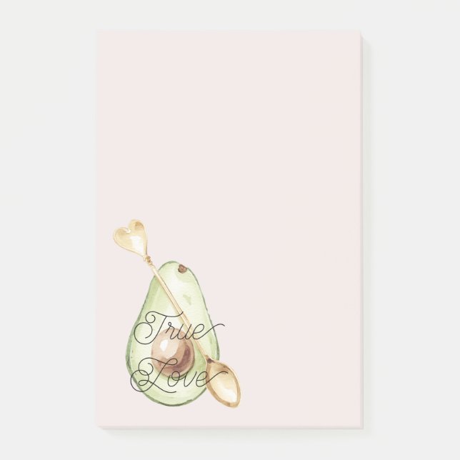 Rosa Avocado-Herz-Löffel Post-it Klebezettel (Vorderseite)