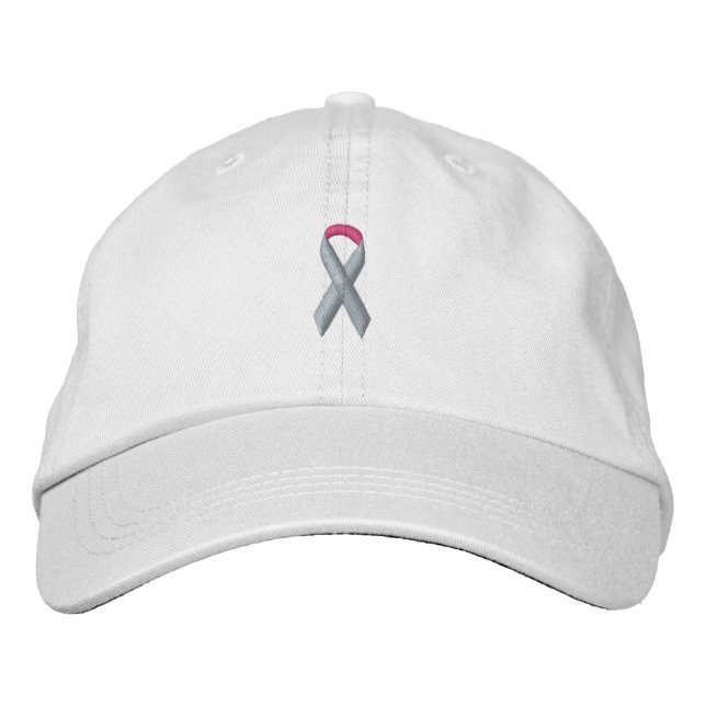 Rosa Awareness Ribbon Bestickte Baseballkappe (Vorderseite)