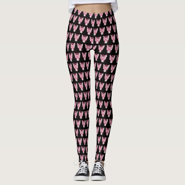 Rosa Awareness Ribbon Engel Art Custom Leggings (Vorderseite)