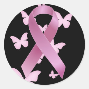 Rosa Awareness Ribbon Runder Aufkleber