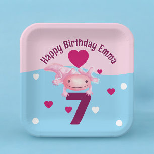 rosa Axolotl-Party Pappteller