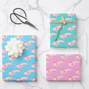 rosa Axolotmuster Geschenkpapier Set