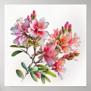 Rosa Azalea Blume Art Print Poster