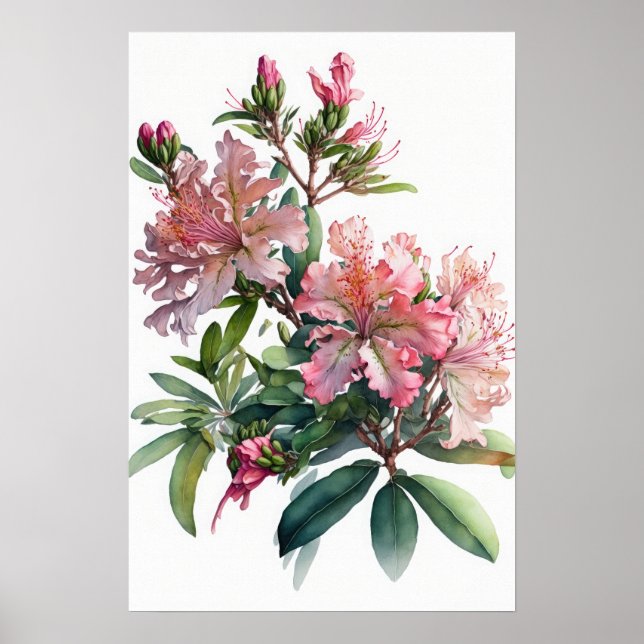Rosa Azalea Blume Art Print Poster (Vorne)