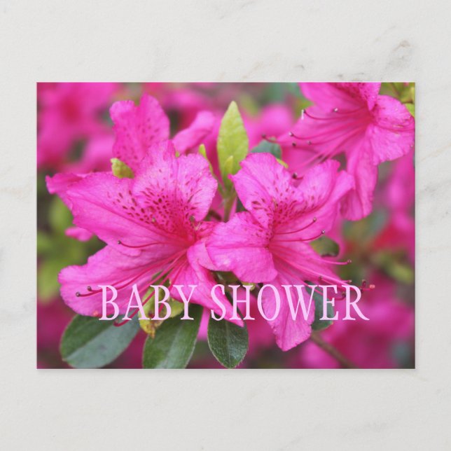 Rosa Azalea Blume Babydusche Party Einladungen. Einladungspostkarte (Vorderseite)