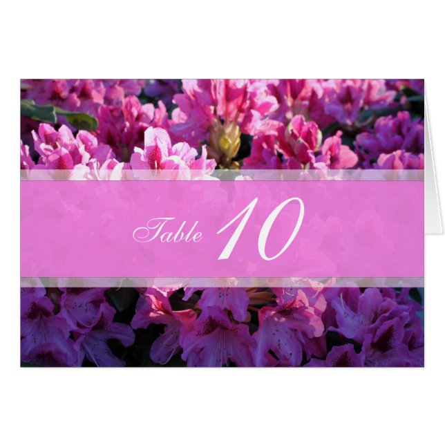 Rosa azalea Blume Dinner Tischnummer Karte. (Vorderseite (Horizontal))