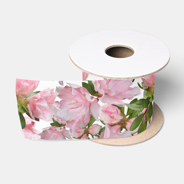 Rosa Azalea Blume Hochzeitskraft Satinband (Spule)