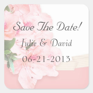 Rosa Azalea & Ribbon Save the Date Hochzeit Quadratischer Aufkleber