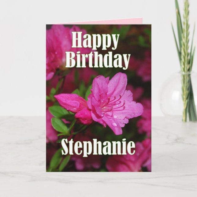 Rosa Azaleen-alles Gute zum Geburtstag Stephanies Karte (Vorderseite)