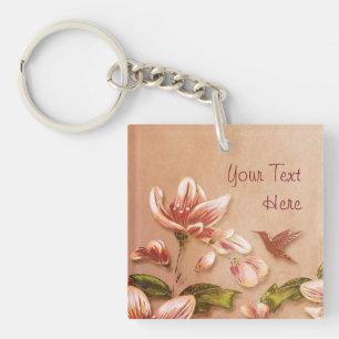 Rosa Azaleen Vintage Blüte auf Whiskey Wedding Schlüsselanhänger