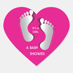 Rosa Baby-Abdruck-Babyparty-Aufkleber Herz-Aufkleber