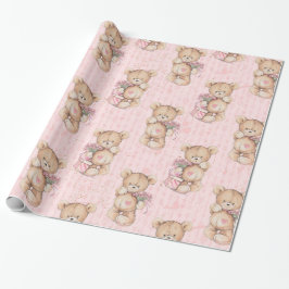 Rosa Baby-Bärn-Geschenk-Verpackungs-Papier Geschenkpapier