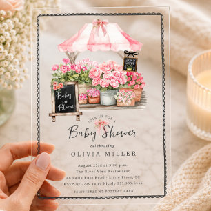 Rosa Baby Bloom Babyparty-Einladung Acryleinladungen