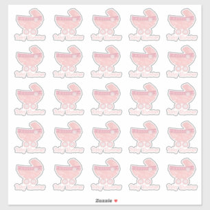 Rosa Baby-Buggy-Baby-Shower-Aufkleber Aufkleber