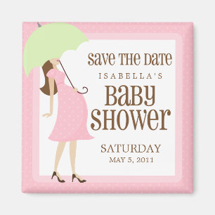Rosa Baby-Dusche Save the Date Magnet