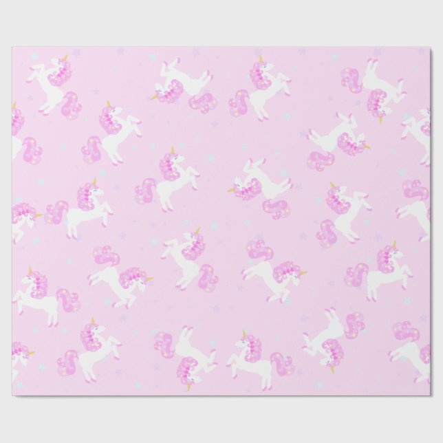 Rosa Baby-Einhorn-Packpapier Geschenkpapier (Saum)