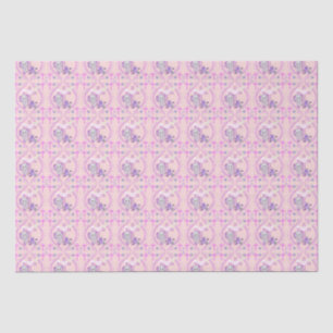 Rosa Baby-Elefant mit Taube und Kreuz Taufzeremoni Seidenpapier