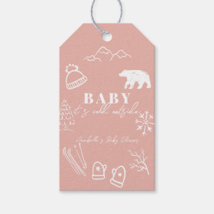 Rosa Baby, es ist kalt draußen Baby Shower Danke Geschenkanhänger
