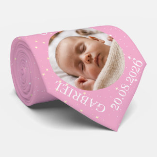 Rosa Baby-Foto-Name-Jahr-Andenken für den Vater Krawatte