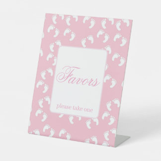 Rosa Baby-Fußabdrücke Baby Shower Geschenke Sockelschild