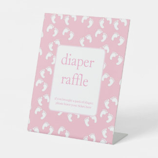 Rosa Baby Fußabdrücke Windel-Raffle Baby Shower Sockelschild