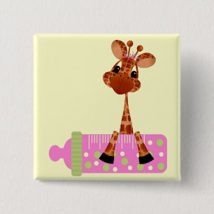 Rosa Baby-Giraffen-Knopf Button