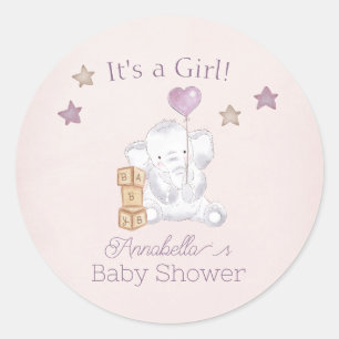 Rosa Baby-Girfant und Wasserfarbe-Ballon Runder Aufkleber