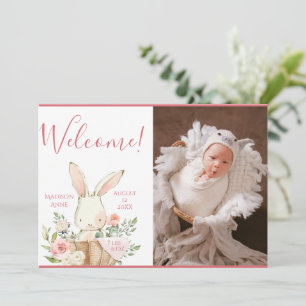 Rosa Baby Girl Foto Schrift Geburt Ankündigung