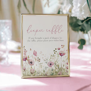 Rosa Baby in Blüte Florale Wildblumen-Windel-Raffl Poster