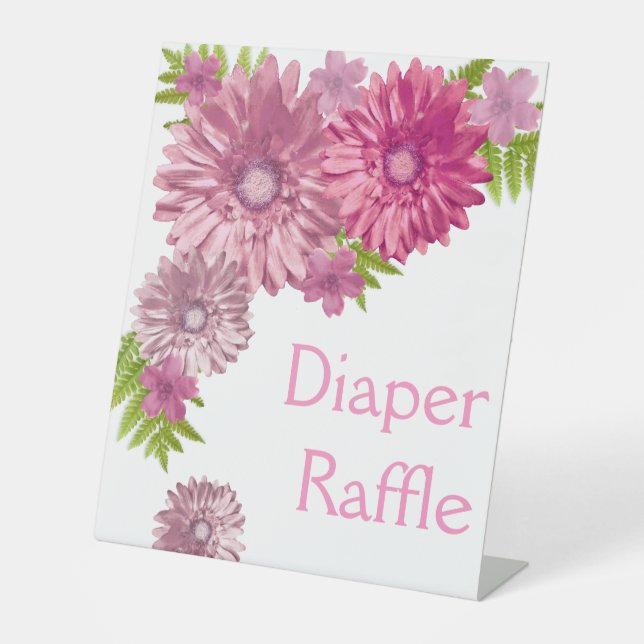 Rosa Baby in Blütenbrunch Duschdusche Windelwanne Sockelschild (Vorderseite)