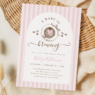 Rosa Baby Is Brewing Kaffee Baby Shower Einladung