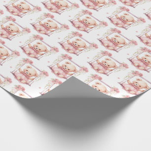 Rosa Baby-Kleinkind-Teddybär-Geschenkverpackungspa Geschenkpapier