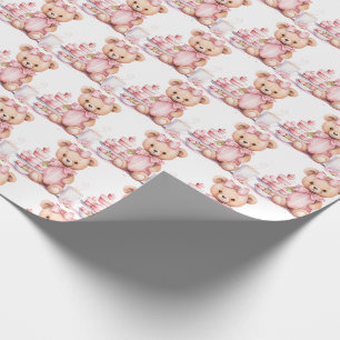 Rosa Baby-Kleinkind-Teddybär-Geschenkverpackungspa Geschenkpapier