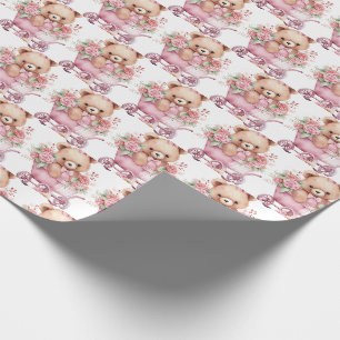 Rosa Baby-Kleinkind-Teddybär-Geschenkverpackungspa Geschenkpapier