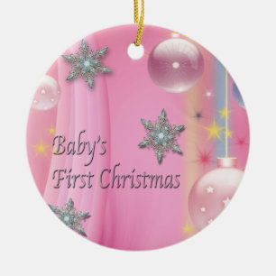 Rosa Baby Mädchen Baby erstes Weihnachtsbaum Schmu Keramik Ornament