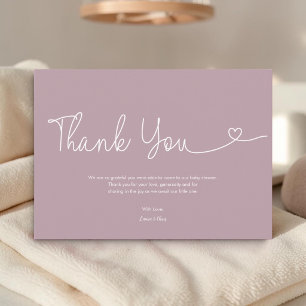 Rosa Baby-Mädchen-Shower-Script Herz Dankeskarte