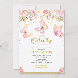 Rosa Baby-Schmetterling Baby-Dusche Einladung
