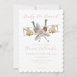 Rosa Baby-Shower-Einladung für Flugzeuge