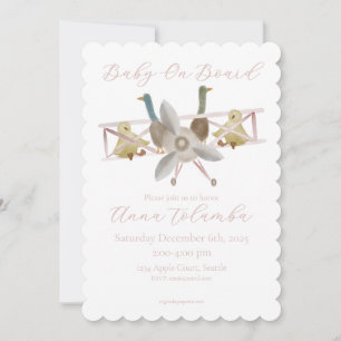 Rosa Baby-Shower-Einladung für Flugzeuge