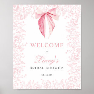 rosa Baby-Shower-Einladung mit Schleife Poster