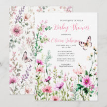 Rosa Baby Shower Floralgarten mit Wildblumen