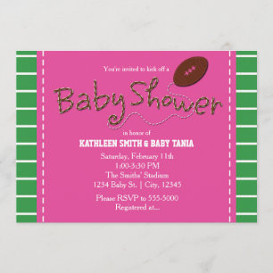 ROSA BABY-SHOWER-FOOTBALL-SPORTPARTY-EINLADUNG EINLADUNG