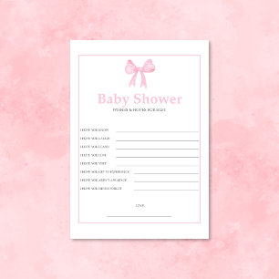 Rosa Baby Shower Hopes & Wishes für Baby – Drucken Briefbogen