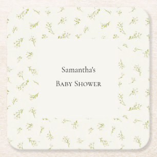 Rosa Baby Shower mit Cremefarbenen Blumen Rechteckiger Pappuntersetzer