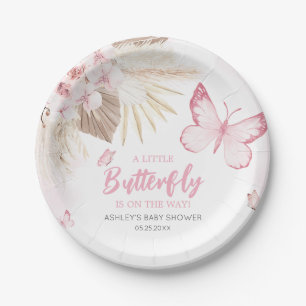 Rosa Baby Shower mit Schmetterling Pappteller
