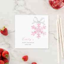 Rosa Baby Shower Servietten mit kleinen Schneefloc