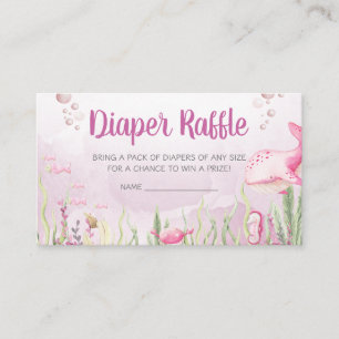 Rosa Baby Shower Windel-Raffle unter dem Meer Begleitkarte