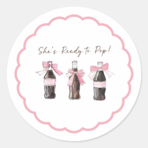 Rosa Baby-Soda Ready to POP Rundum-Aufkleber Runder Aufkleber