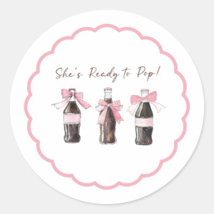 Rosa Baby-Soda Ready to POP Rundum-Aufkleber Runder Aufkleber
