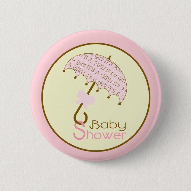Rosa Babydusche - Regenschirm Button (Vorderseite)